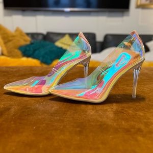 NEW! Cape Robbin Iridescent Glass Doll Clear Stiletto High Heels